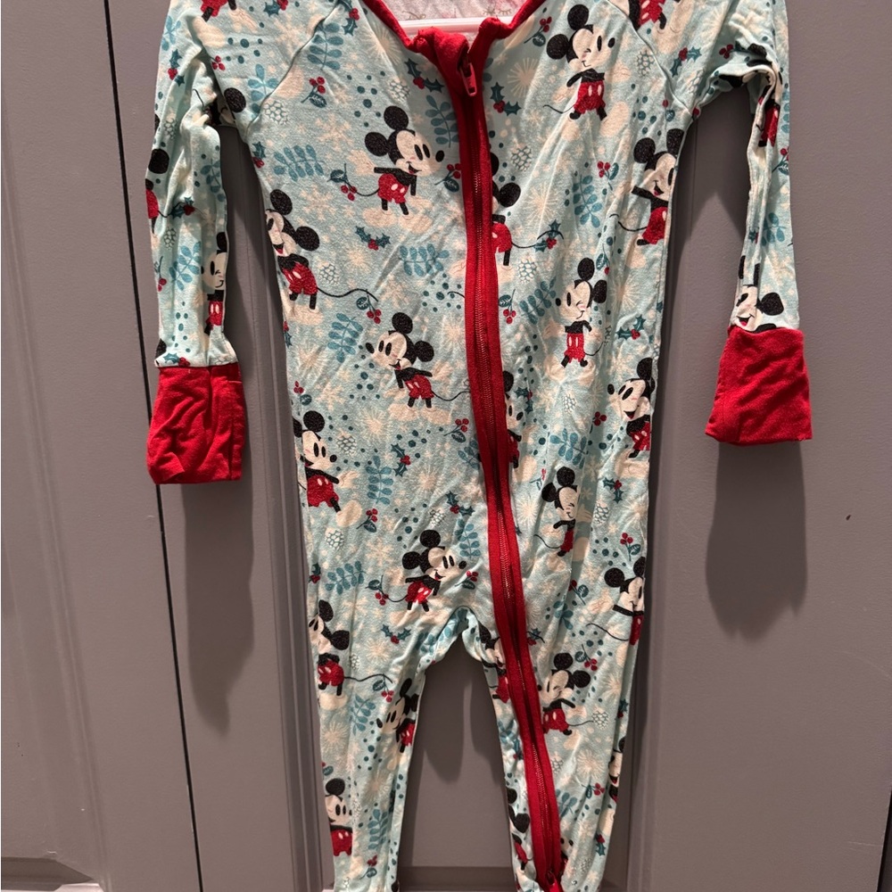 Disney Mickey Mouse Kids One Piece Pajama - Red and Blue
